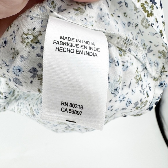 ✅ Lucky Brand Women's White Floral Top BLUE/GREEN SIZE LARGE - Picture 4 of 5